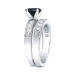 Gold 2ct TDW Round Black Diamond Bridal Ring Set - Handcrafted By Name My Rings™