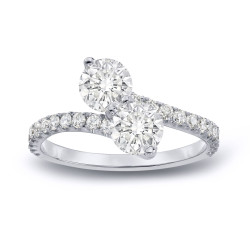 Gold 2ct TDW Round Cut Diamond 3-Prong, 2-Stone Engagement RIng - Handcrafted By Name My Rings™