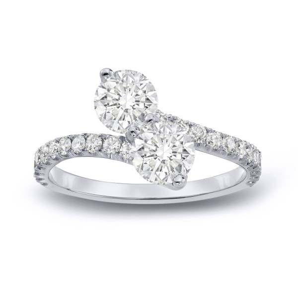 Gold 2ct TDW Round Cut Diamond 3-Prong, 2-Stone Engagement RIng - Handcrafted By Name My Rings™