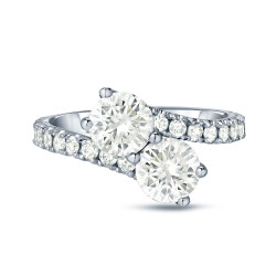 Gold 2ct TDW Round-Cut Diamond 4-Prong, 2-Stone Engagement RIng - Handcrafted By Name My Rings™