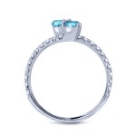 Gold 2ct TDW Round-cut Blue Diamond 3-prong, 2-stone Engagement Ring - Handcrafted By Name My Rings™