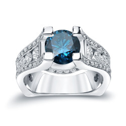 Gold 3 1/4ct TDW  Round Cut Diamond Engagement Ring - Handcrafted By Name My Rings™