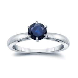 Gold 3/4ct 6-Prong Round Cut Blue Sapphire Solitaire Engagement Ring - Handcrafted By Name My Rings™