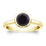 Gold 3/4ct Bezel Round Cut Black Diamond Solitaire Engagement Ring - Handcrafted By Name My Rings™ Gold 3/4ct Bezel Round Cut Black Diamond Solitaire Engagement Ring - Handcrafted By Name My Rings™