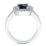 Gold 3/4ct Blue Sapphire and  3/4ct TDW Cushion Halo Engagement Ring - Handcrafted By Name My Rings™