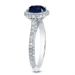 Gold 3/4ct Blue Sapphire and 1 1/4ct TDW Diamond Halo Ring - Handcrafted By Name My Rings™