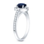 Gold 3/4ct Blue Sapphire and 1/3ct TDW Round Diamonds Engagement Ring - Handcrafted By Name My Rings™