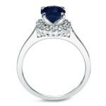 Gold 3/4ct Blue Sapphire and 1/4ct TDW Round Diamond Bridal Ring Set - Handcrafted By Name My Rings™