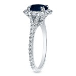 Gold 3/4ct Blue Sapphire and 3/4ct TDW Round Diamonds Engagement Ring - Handcrafted By Name My Rings™