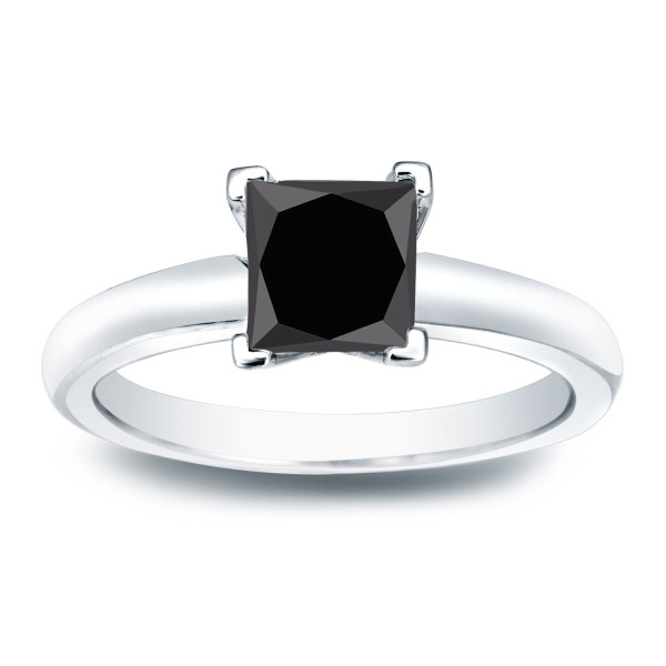 Gold 3/4ct Princess Cut Black Diamond Solitaire Engagement Ring - Handcrafted By Name My Rings™