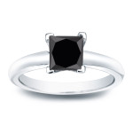 Gold 3/4ct Princess Cut Black Diamond Solitaire Engagement Ring - Handcrafted By Name My Rings™