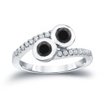 Gold 3/4ct TDW 2-Stone Round Cut Black Diamond Engagement Ring - Handcrafted By Name My Rings™