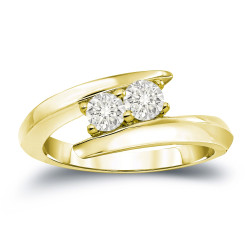 Gold 3/4ct TDW 2-Stone Round Cut Diamond Engagement Ring - Handcrafted By Name My Rings™