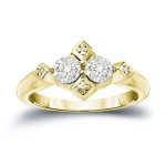 Gold 3/4ct TDW 2-Stone Round Cut Diamond Engagement Ring - Handcrafted By Name My Rings™