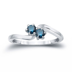 Gold 3/4ct TDW 2-stone Round-cut Blue Diamond Engagement Ring - Handcrafted By Name My Rings™