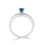 Gold 3/4ct TDW Blue Round Diamond Engagement Ring - Handcrafted By Name My Rings™