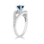 Gold 3/4ct TDW Blue Round Diamond Engagement Ring - Handcrafted By Name My Rings™