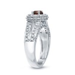 Gold 3/4ct TDW Brown Round Halo Diamond Engagement Ring - Handcrafted By Name My Rings™