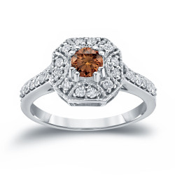 Gold 3/4ct TDW Brown and White Diamond Engagement Ring - Handcrafted By Name My Rings™