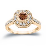 Gold 3/4ct TDW Brown and White Diamond Engagement Ring - Handcrafted By Name My Rings™