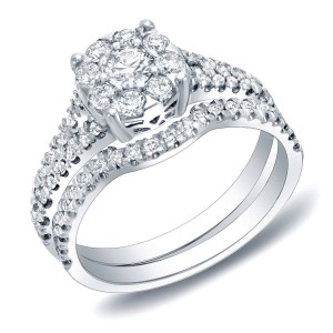 Gold 3/4ct TDW Diamond Bridal Ring Set - Handcrafted By Name My Rings™