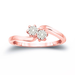 Gold 3/4ct TDW Round Cut Diamond 2-Stone Engagement Ring - Handcrafted By Name My Rings™