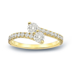 Gold 3/4ct TDW Round Cut Diamond 3-Prong, 2-Stone Engagement Ring - Handcrafted By Name My Rings™