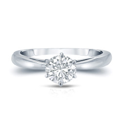 Gold 3/4ct TDW Round-Cut Diamond 6-Prong Solitaire Engagement Ring - Handcrafted By Name My Rings™