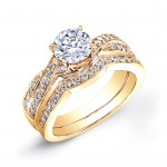 Gold 3/4ct TDW Round Diamond Bridal Ring Set - Handcrafted By Name My Rings™