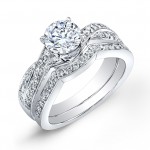 Gold 3/4ct TDW Round Diamond Bridal Ring Set - Handcrafted By Name My Rings™