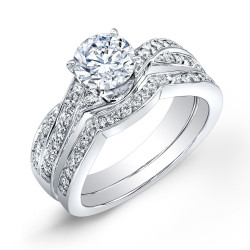 Gold 3/4ct TDW Round Diamond Bridal Ring Set - Handcrafted By Name My Rings™