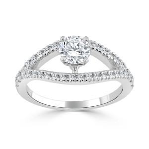 Gold 3/4ct TDW Round Diamond Engagement Ring - Handcrafted By Name My Rings™