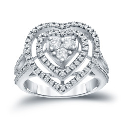 Gold 3/4ct TDW Round Diamond Halo Engagement Ring - Handcrafted By Name My Rings™