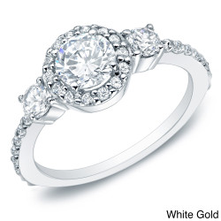 Gold 3/4ct TDW Round Diamond Halo Engagement Ring - Handcrafted By Name My Rings™