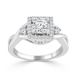 Gold 3/4ct TDW Round Diamond Halo Engagement Ring - Handcrafted By Name My Rings™