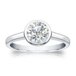 Gold 3/4ct TDW Round-cut Diamond Solitaire Bezel Engagement Ring - Handcrafted By Name My Rings™