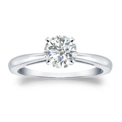 Gold 3/4ct TDW Round-cut Diamond Solitaire Engagement Ring - Handcrafted By Name My Rings™