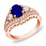 Gold 3/4ct TDW Sapphire and Diamond Engagement Ring - Handcrafted By Name My Rings™