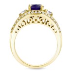 Gold 3/4ct TDW Sapphire and Diamond Engagement Ring - Handcrafted By Name My Rings™