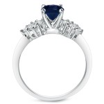 Gold 3/5ct Blue Sapphire and 1/2ct TDW Round Diamond Bridal Ring Set - Handcrafted By Name My Rings™