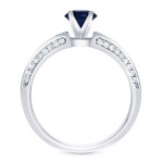Gold 3/5ct Blue Sapphire and 2/5ct TDW Round Diamond Bridal Ring Set - Handcrafted By Name My Rings™