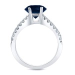 Gold 3/5ct Blue Sapphire and 2/5ct TDW Round Diamonds Engagement Ring - Handcrafted By Name My Rings™