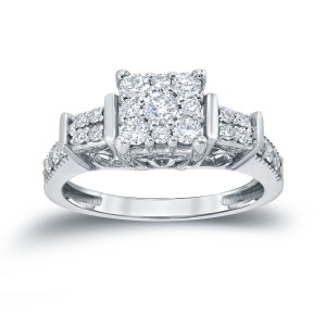 Gold 3/5ct TDW Cluster Diamond Engagement Ring - Handcrafted By Name My Rings™
