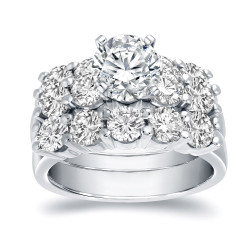 Gold 4 1/2ct TDW Certified Round-Cut Diamond 3-Piece Bridal Ring Set - Handcrafted By Name My Rings™