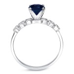 Gold 4/5ct Blue Sapphire and 1/5ct TDW Round Cut Diamond Bridal Ring Set - Handcrafted By Name My Rings™