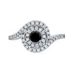 Gold 4/5ct TDW Black Round Diamond Swirl Engagement Ring - Handcrafted By Name My Rings™