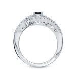 Gold 4/5ct TDW Black Round Diamond Swirl Engagement Ring - Handcrafted By Name My Rings™