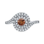 Gold 4/5ct TDW Brown Round Diamond Swirl Engagement Ring - Handcrafted By Name My Rings™