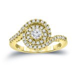 Gold 4/5ct TDW Round Diamond Swirl Engagement Ring - Handcrafted By Name My Rings™