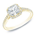 Gold Certified 1 1/2ct TDW Cushion-cut Diamond Halo Engagement Ring - Handcrafted By Name My Rings™